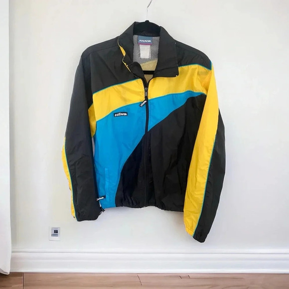 Hind Other - Vintage 90's Hind Windbreaker Jacket Black Yellow Teal size M/L